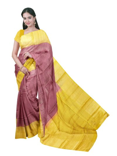 Gracecharm Pure Soft Silk Geometric Cube Diamond Pallu Saree