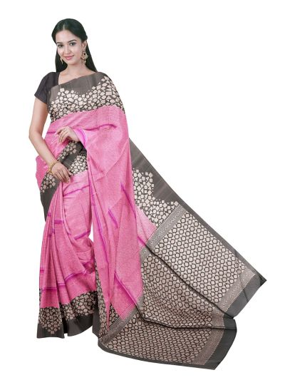 Gracecharm Pure Soft Silk Geometric Maze with Hexagonal Lattice Pallu Saree