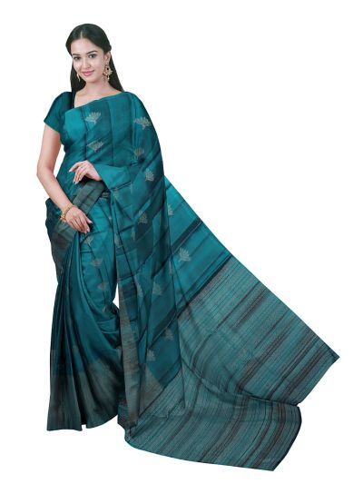 Gracecharm Elegant Floral Butta Design with One Side Border Saree