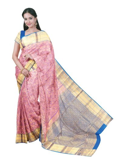 Gracecharm Silk Diamond Annapakshi Butta with Zari Floral Pallu Saree