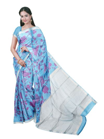 Gracecharm Art Soft Silk Rose Vine Jaal with Diamond Pallu Saree