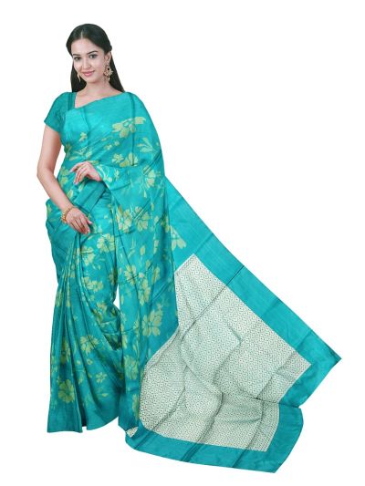 Gracecharm Art Soft Silk Hibiscus Jaal with Micro Floral Pallu Saree