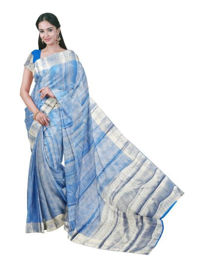 Gracecharm Fancy Chiffon Leaf Butta with Geometric Pallu Saree