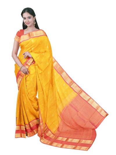 Gracecharm Gift Art Silk Bird Butta with Mini Buti Contrast Border Saree