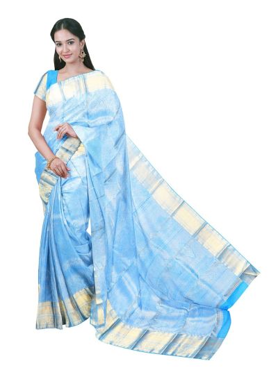 Gracecharm Silk Geometric Floral Jacquard with Butta Zari Pallu Saree