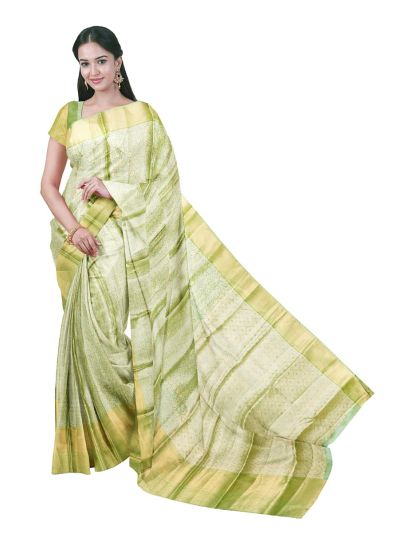 Gracecharm Tissue Soft Silk Floral Vine Jaal Ogee Lattice Pallu Saree