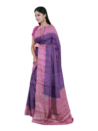 Gracecharm Elegant Pure Soft Silk Floral Butta Design Contrast Border Saree