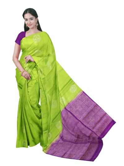 Gracecharm Elegant Pure Soft Silk Butta Design Borderless Saree