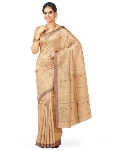 Kanmanie Silk Cotton Butta with 3 Inch Asthiri Border Saree