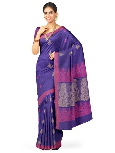 Kanmanie Cotton Lotus Butta with 3 Inch Asthiri Border Saree