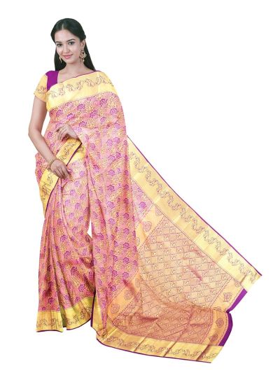 Gracecharm Tissue Silk Floral overlapping geometric with Diamond Zari Pallu Saree
