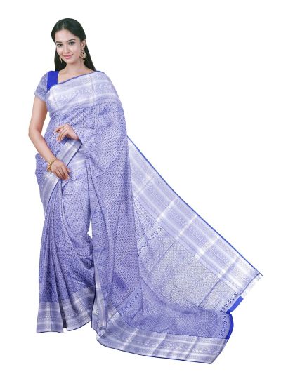 Gracecharm Gift Art Silk Geometric Leaf Jaal with Diamond Pallu Zari Border Saree