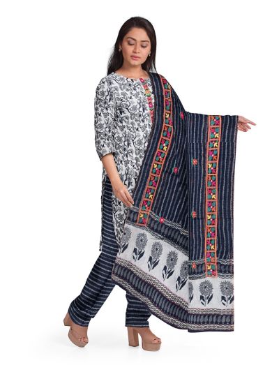 Graceful Essence Timeless Classic Grey Cotton Dress Material