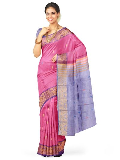 Kanmanie Vazhainaar Pattu Dual Butta with Floral Brocade Border Saree