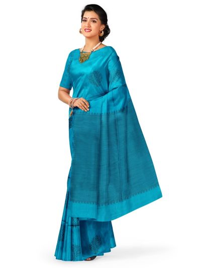 Kanmanie Softy Silk Tree Butta with Diagonal Stripe Pallu Saree