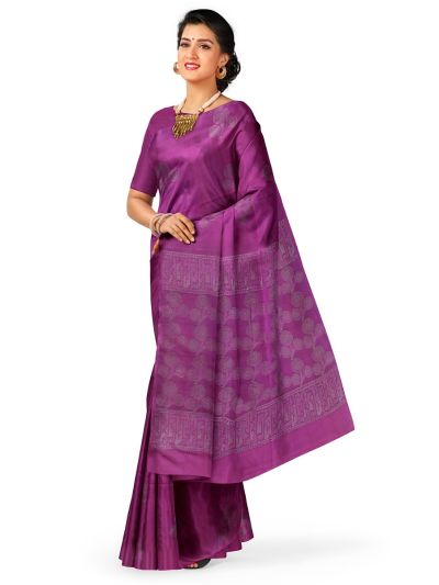 Kanmanie Softy Silk Butta with Geometric Pallu Saree
