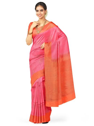 Kanmanie Softy Silk Pink Butta with Contrast Pallu Saree