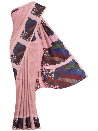 Vivaha Kanchipuram Pure Silk Check Butta with Peacock Floral Pallu Saree