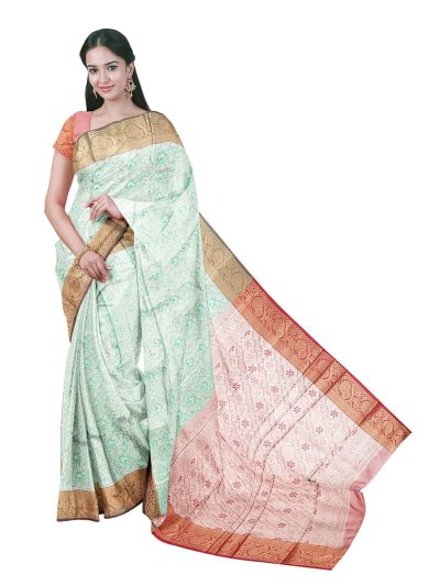 Gracecharm Gift Art Silk Shell Butta Jaal with Diagonal Creeper Pallu Saree