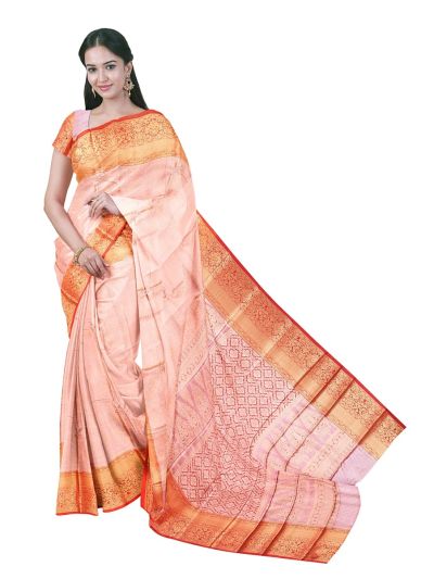 Gracecharm Gift Art Silk Floral Creeper Jaal with Geometric Lattice Pallu Saree