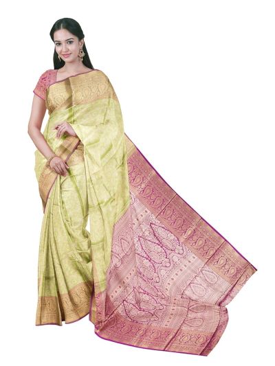 Gracecharm Gift Art Silk Floral Creeper Jaal with Paisley Border Saree
