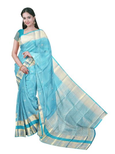 Gracecharm Gift Art Silk Line Butta with Diamond Brocade Pallu Saree