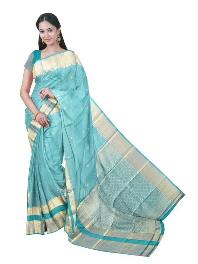 Gracecharm Gift Art Silk Stripe Butta with Diamond Brocade Pallu Saree