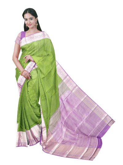 Gracecharm Gift Art Silk Stripe Jaal with Paisley Pallu Saree