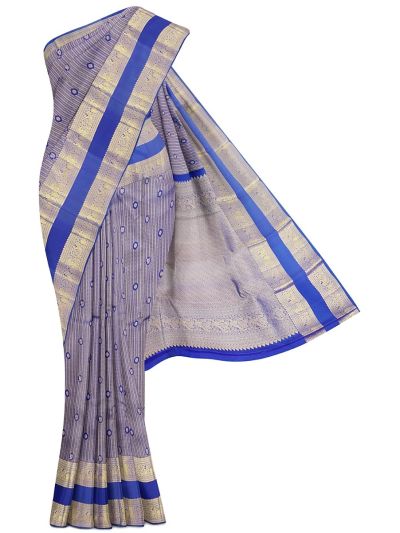 Vivaha Kanchipuram Pure Silk Stripe Geometric Butta with Diamond Brocade Pallu Saree