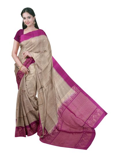 Gracecharm Soft Silk Small Butta with Contrast Border Saree