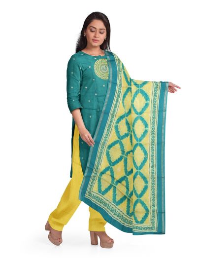 Graceful Cotton Mix Circular Geometric Embroidered Dress Material