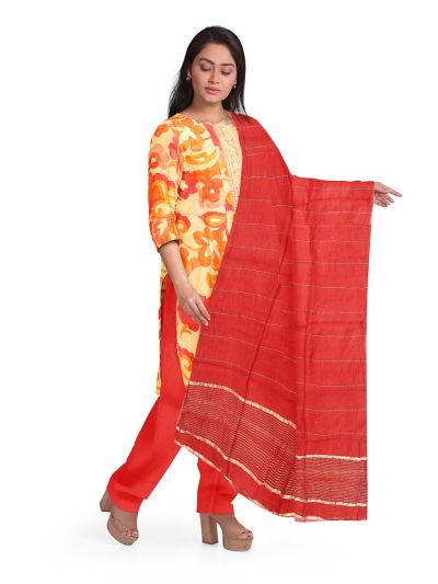 Graceful Rayon Metallic zari Stripes Georgette Dress Material