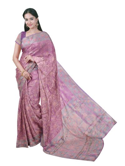 BlossomEase Semi Banarasi Traditional Bird And Floral Motifs Saree