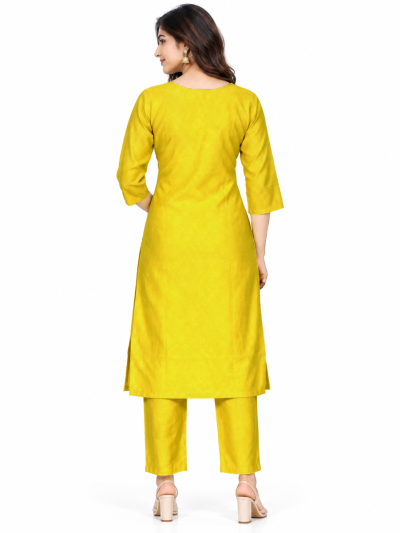 Graceful Muse Readymade Yellow Floral Embroidered Salwar Kameez