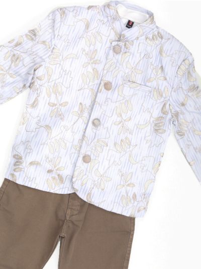 Gracecharm Boys Jacquard Ethnic jacket and Pants Set