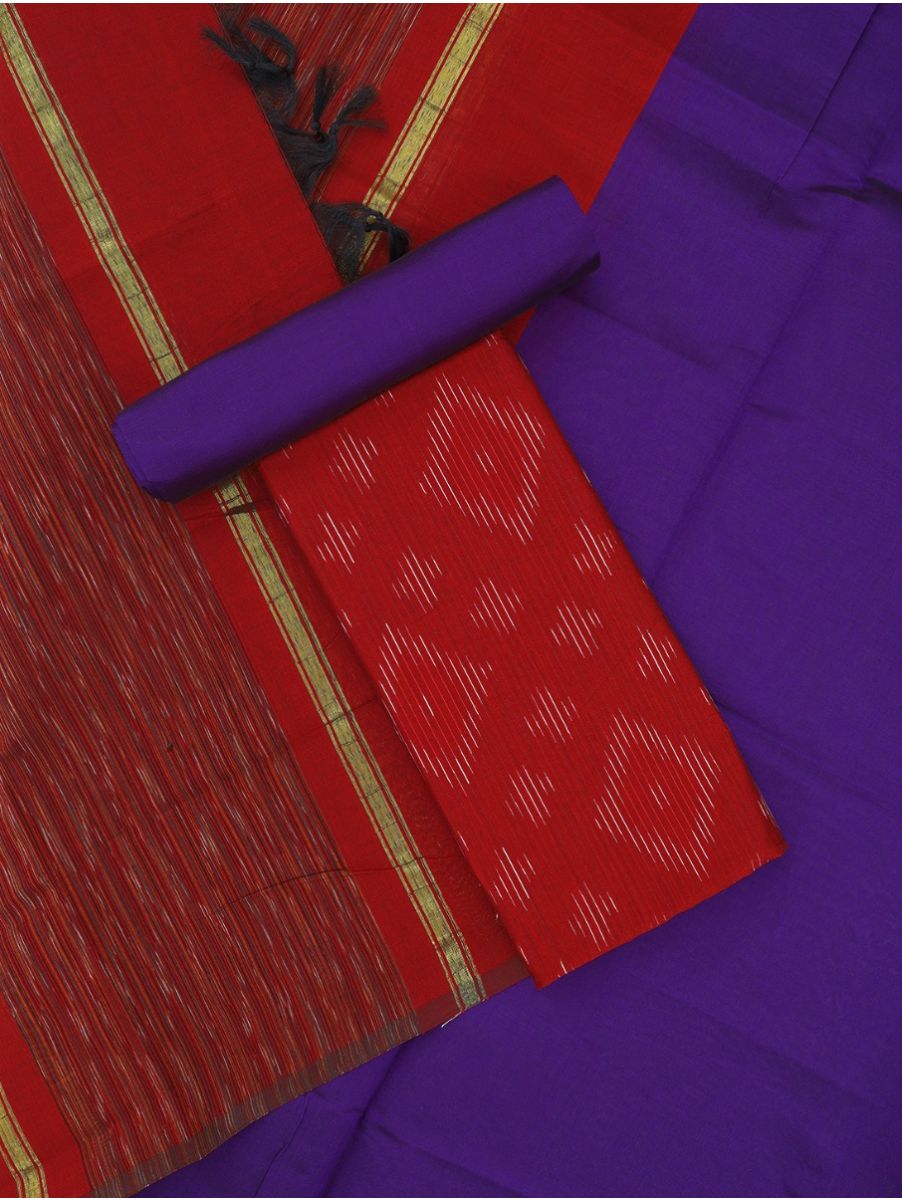 Graceful Essence Silk Cotton Diamond Ikat Dress Material