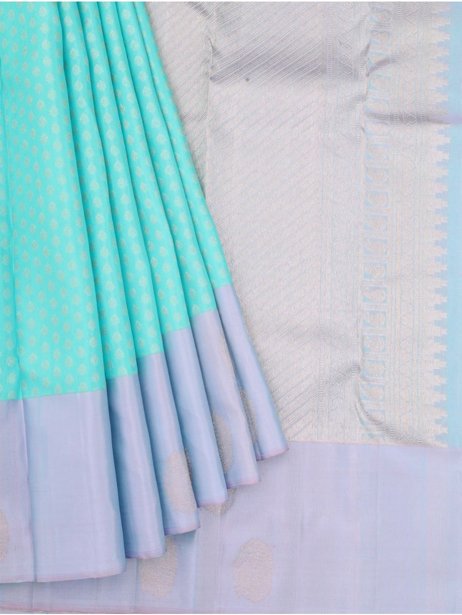 Vivaha Kanchipuram Pure Silk Butta with Diagonal Stripe Pallu Saree