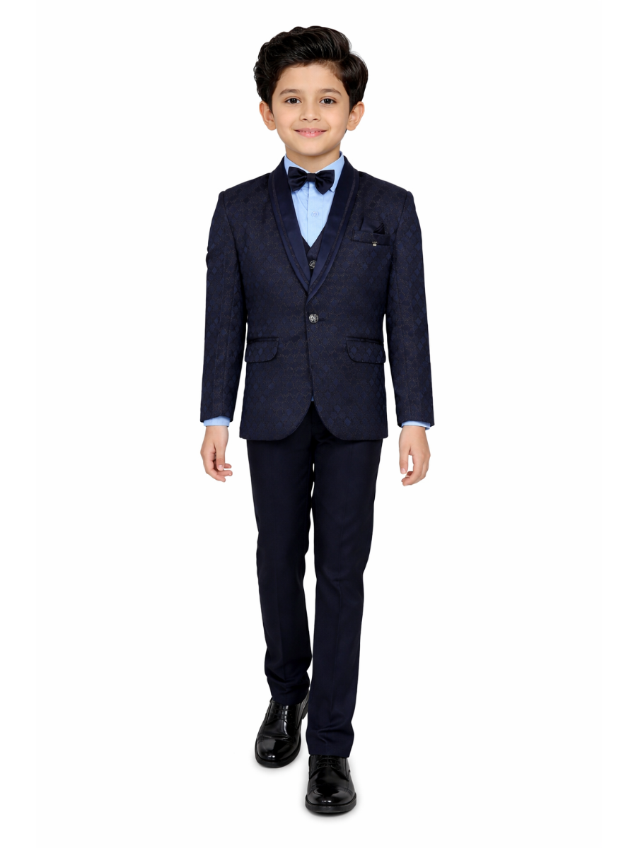 Royal Elegance Boys Premium Rayon Coat Suit with Bow Tie – Stylish Formal Outfit
