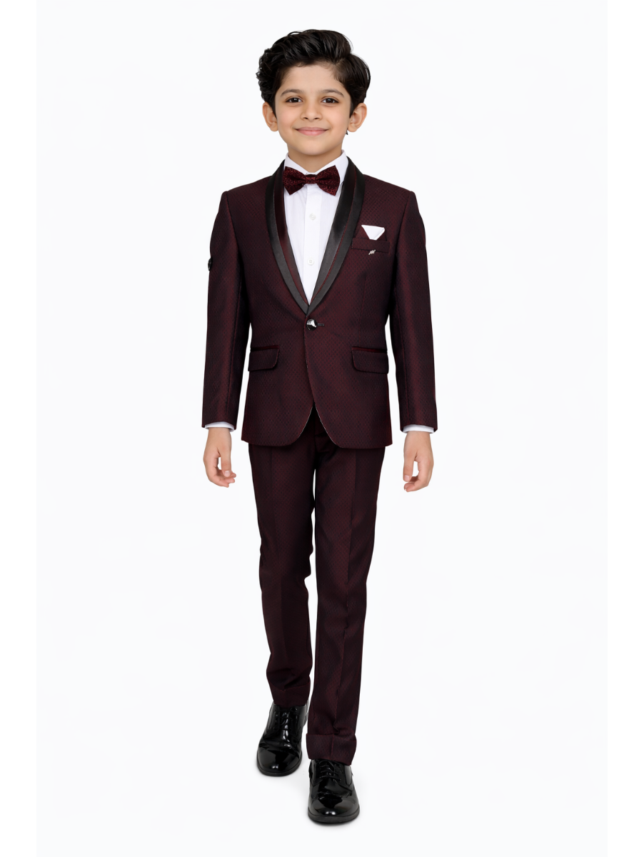 Royal Elegance Boys Premium Rayon Coat Suit with Bow Tie – Stylish Formal Outfit