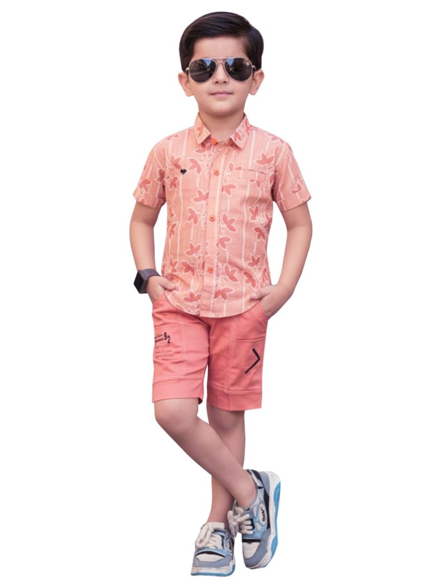 Graceful Essence Boys Trendy Cotton Printed Shirt and Shorts Set