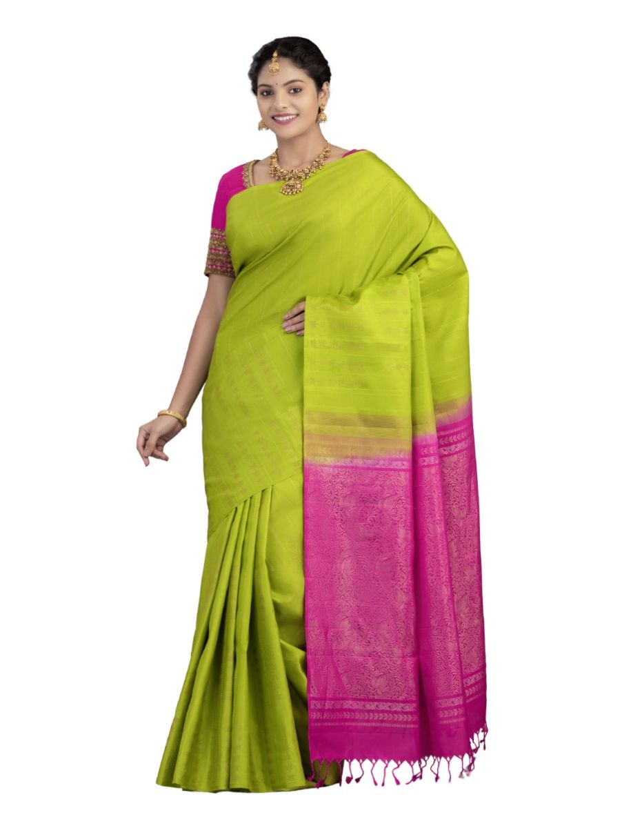 Kanmanie Elegant Borderless Butta Design Soft Silk Saree