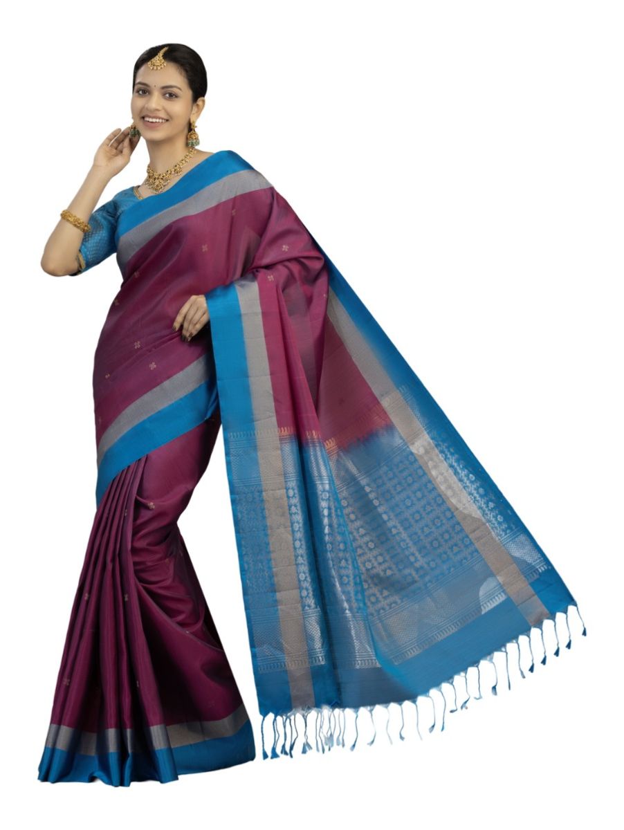 Kanmanie Elegant Butta Design with 5 Inch Tissue Border Soft Silk Saree