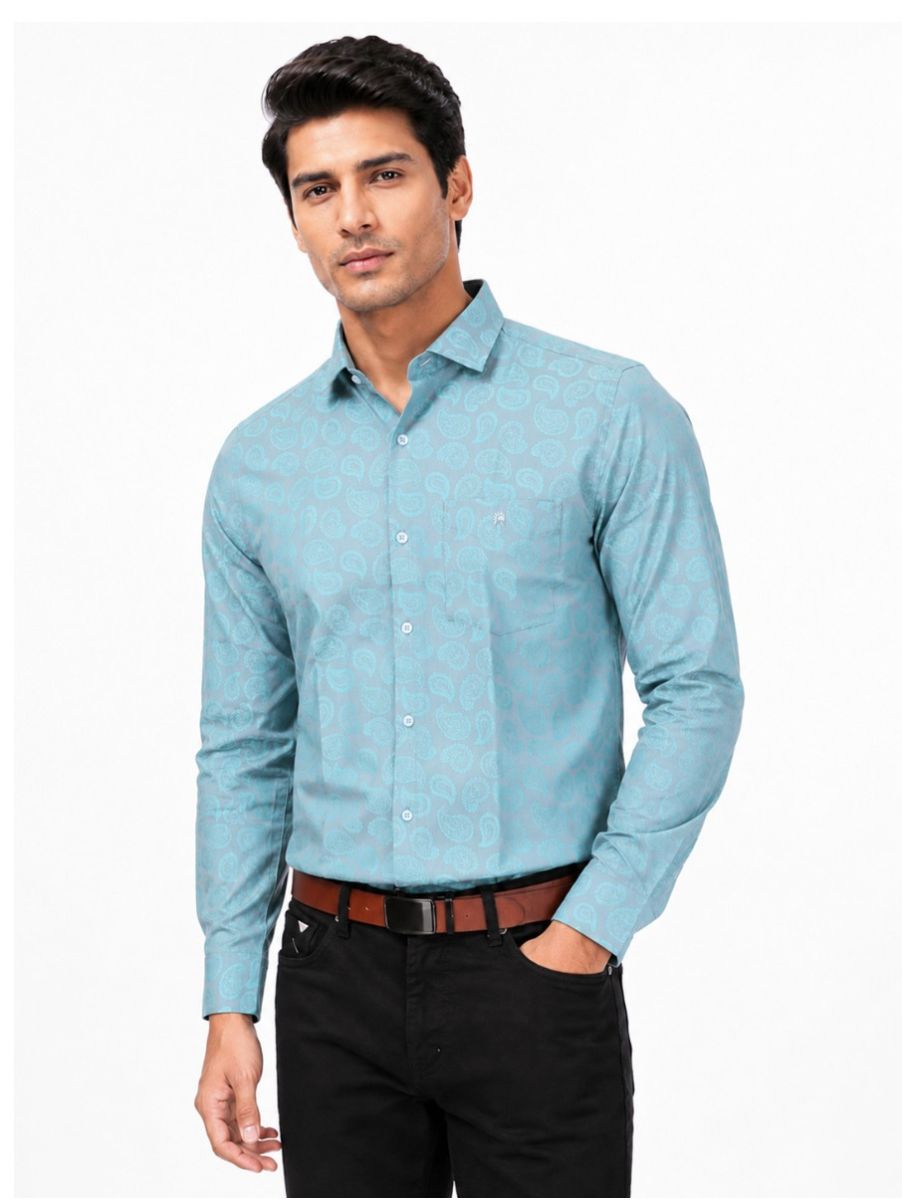 Warior Men’s Tonal Paisley Jacquard Full Sleeve Shirt