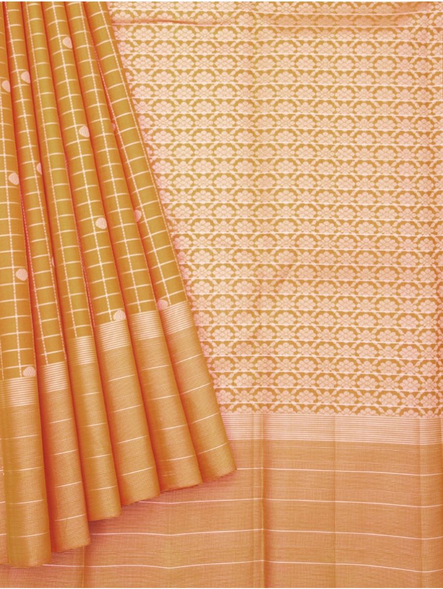 Gracecharm Elegant Pure Soft Silk Checked and Butta Design with Border Saree