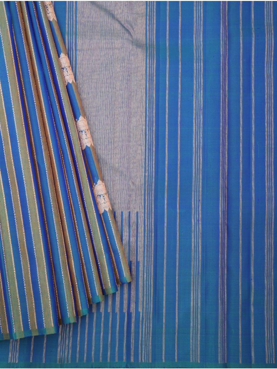 Gracecharm Elegant Pure Soft Silk Striped and Butta Design Borderless Saree