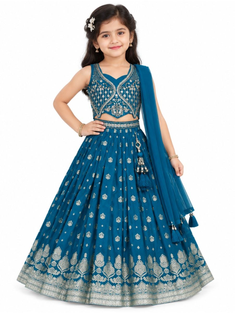 Gracecharm Girls Floral Sequin Embroidered Lehenga Choli Set