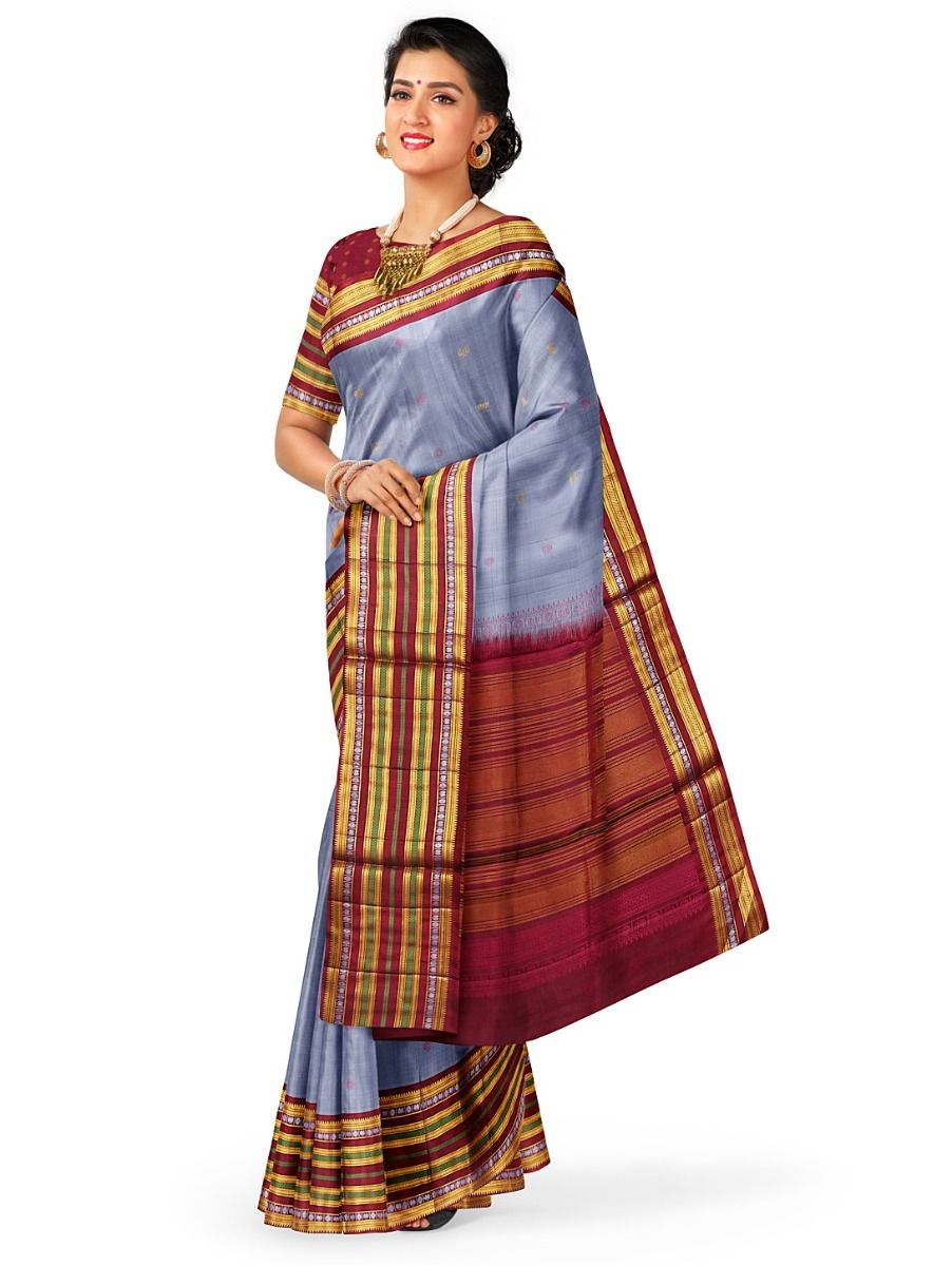 Kanmanie Pure Soft Silk Butta Design with 8 Inch Traditional Border Saree