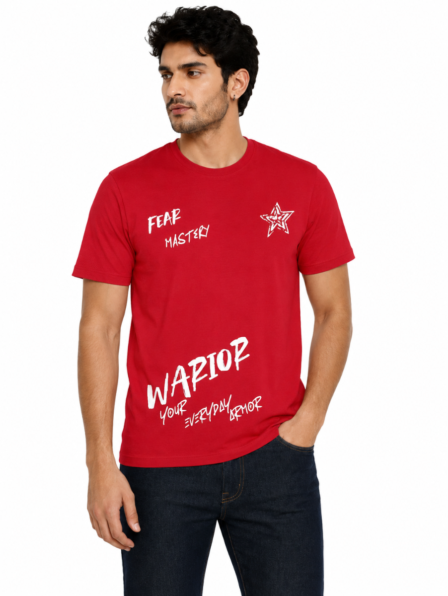 Warior Men's Fear Mastery Warior Graffiti Graphic Crew Neck T-Shirt  