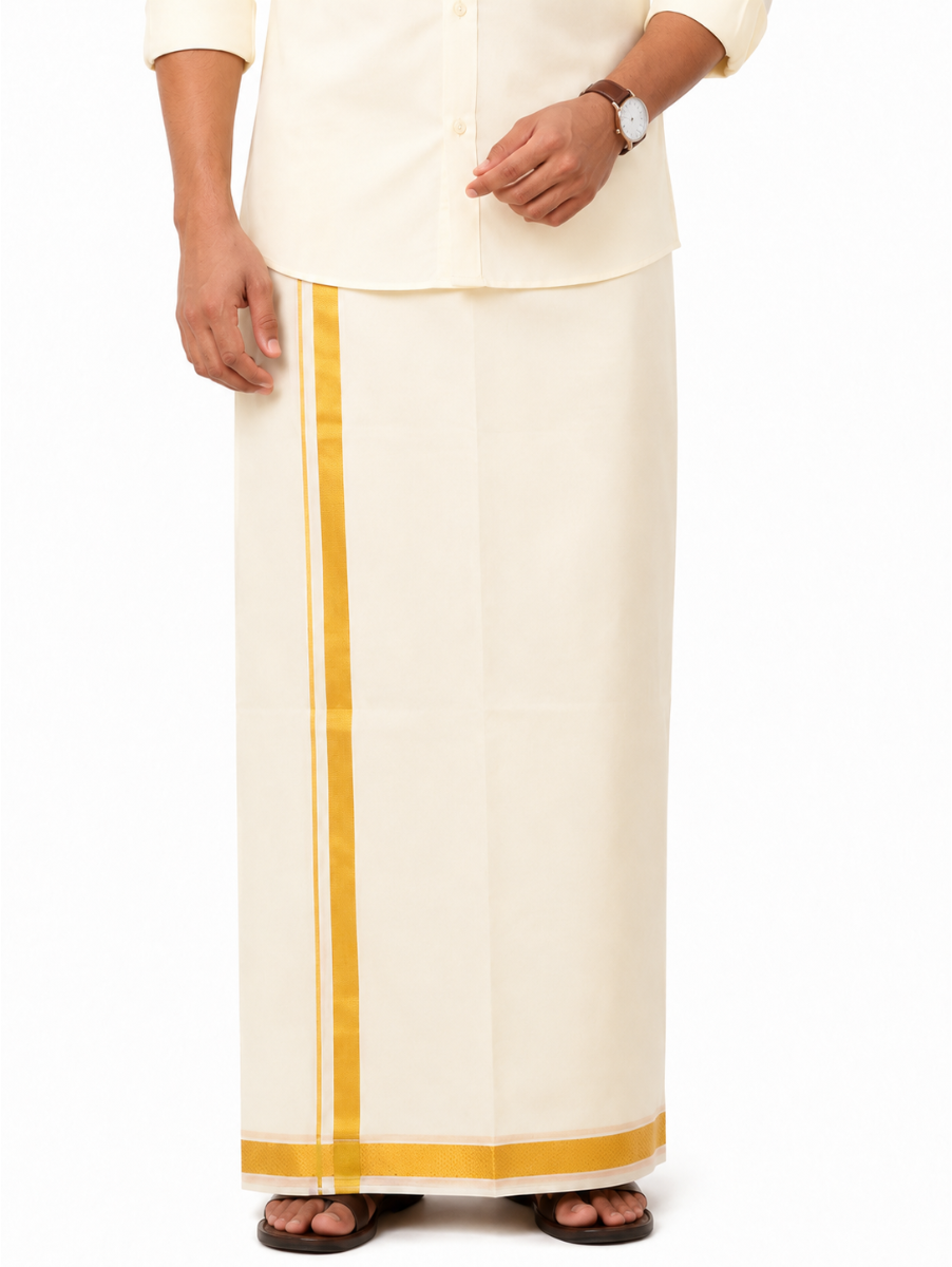 Men’s Traditional Off White Pure Mix Silk Dhoti