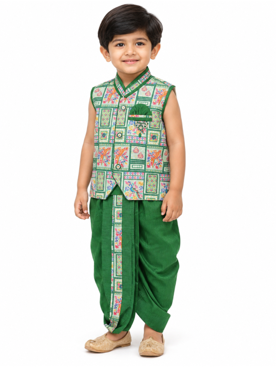 EliteCharm Boys Traditional Jacket Readymade Panchakacham Set